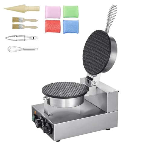 Uargd Electric Ice Cream Cone Maker, 1230W Commercial Waffle Cone Machine, Non-Stick Stainless Steel Egg Roll Mold, Adjustable Temperature and Timer, with Handle, for Restaurants, Bakeries, Snack Bars