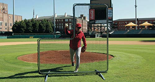 Trigon Sports Pitcher's L Screen Net, Softball & Baseball Pitching Net, Batting Cage with Frame and Net, L Shape Net for Training, Size: 7' x 7'