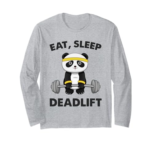 Eat Sleep Deadlift Panda Bear Allenamento Palestra Regalo Uomini Donne Bambino Maglia a Manica
