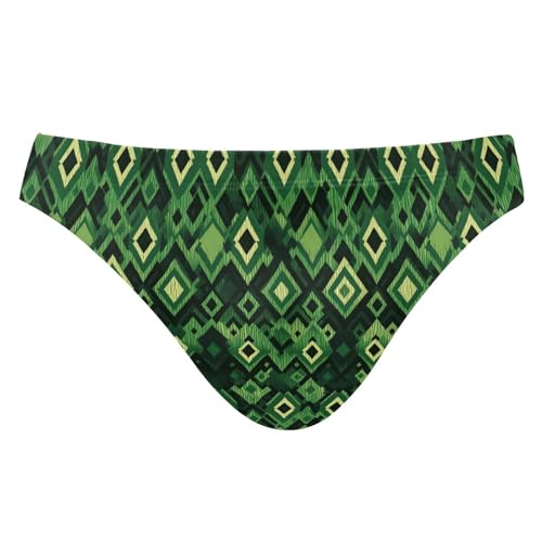 Green and Black Squares Swim Briefs for Men Swimsuit Bikini Swimwear S B0405040