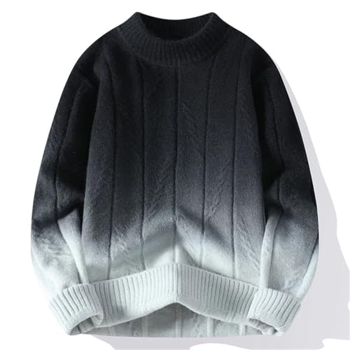 Men Contrast Knitted Sweaters Loose Crew Neck Long Sleeve Casual Sweater Pullover3