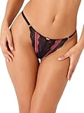 Gossard VIP Confession Slip Strappy Thong Mid Rise Brief Tangas Sexy Dessous Burgunderrot/Schwarz, Burgunderrot / Schwarz, S