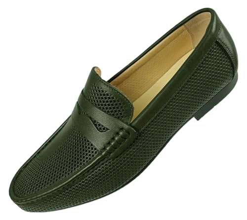 Santimon Men's Dress Loafers Leather Shoes - Classic Penny Loafers for Work, Casual-Non-Slip, Comfortable Walking Shoes-Breathable Hollow Design Mocasines4