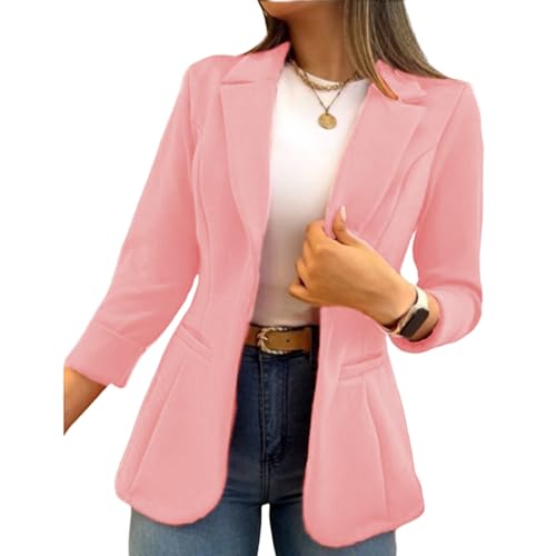 Women's Long Sleeve Blazer Business Casual Jacket Open Front Lapel Cardigan Work Office Suit Jacket with Pockets