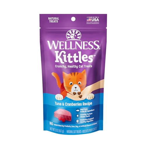 Wellness Kittles Crunchy Natural Grain Free Cat Treats, Tuna & Cranberries Recipe, All Life Stages, 2-Ounce Bag