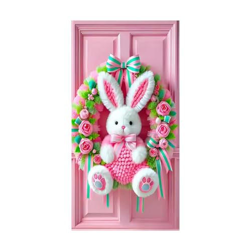Easter Door Decor - 90x180cm Reusable Decorative Bunny Banners, Easter Porch Decor - For Gasrage Yard Outside Party Classroom Ho
