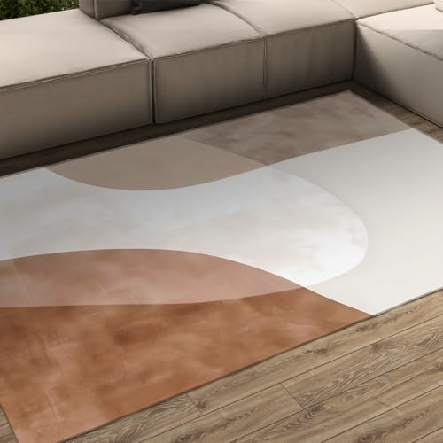 Tapis pour salon doux lavable en machine 160x200cm style abstrait - 2
