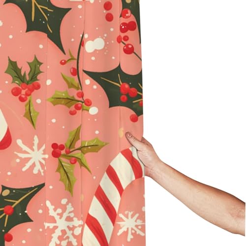 Rideau de douche polyester moderne Holly Berries imperméable avec crochets - 3
