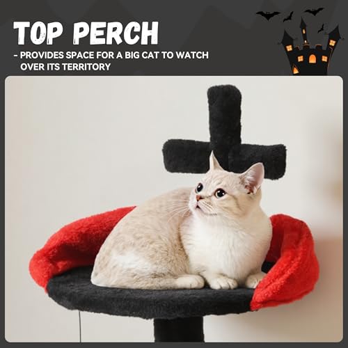 Árbol para gatos Halloween gótico con cama ataúd 38.5 in miniatura 5
