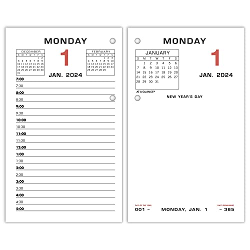 Image of AT-A-GLANCE 2024 Daily Desk Calendar Refill, 3-1/2" x 6", Standard, Loose-Leaf (E0175024)