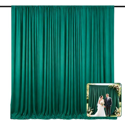Image of 2 Panels Green Backdrop Curtain, 10 x 10 Feet Polyester Background Curtains for Parties, Weddings, Baby Showers, Halloween, Christmas, Birthday Party Photoshoot Backdrop Curtains Decorations