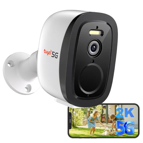 Raycom 2K Security Cameras Wireless Outdoor with 2.4G/5G WiFi Battery Powered Tuya Cameras for Home Security AI Motion Detection Two-Way Audio Waterproof Color Night Vision Works w/Alexa