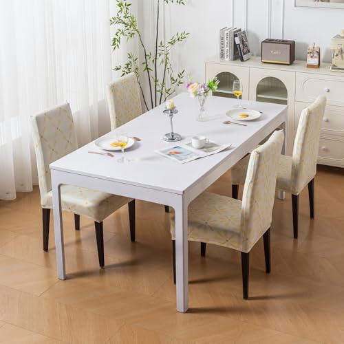 Image of House of Quirk Elastic Chair Cover Stretch Removable Washable Short Dining Chair Cover Protector Seat Slipcover (Pack of 2, Sunny Bloom)
