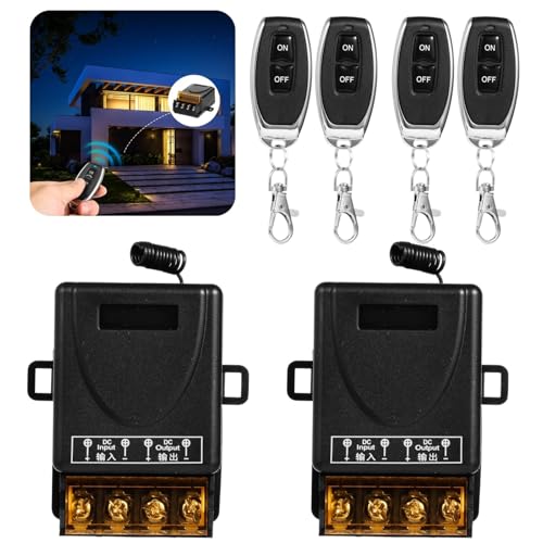 Generic 2 interruptores de control remoto inalámbricos, rango de 328 pies, CC 12 V-72 V, apto para motores, alarmas y luces