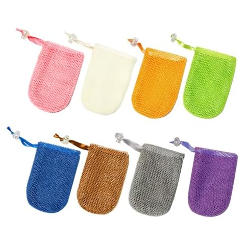 8 Pack Reusable Soap Saver Pouch Bar Bags Exfoliating Net Mesh for Shower, Soap Bag Waste Mesh Bar Soap Loofah Holder Pouch for Shower, Bar Soap Scrubber Pouch Soft, Bar Soap Bag for Washing Body Soft Cover