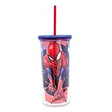 Toynk Marvel Comics Spider-Man Carnival Cup With Lid And Straw | Holds 20 Ounces