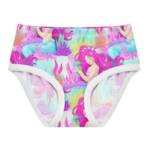Joisal Cute Mermaid Pink Toddler Underwear Floral 2t Cotton Panties for Girl Flower Briefs Kids Undies