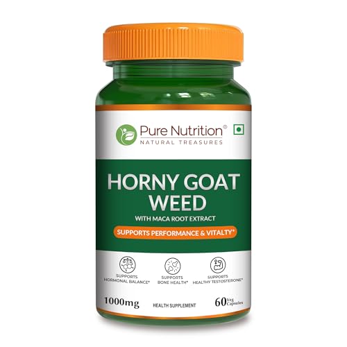 Image of Pure Nutrition Horny Goat Weed with Maca Root Extract 1000mg | Horny Goat Weed for Men Capsule Supports Energy, Stamina, Bone & Hormonal Health - 60 Veg Capsules