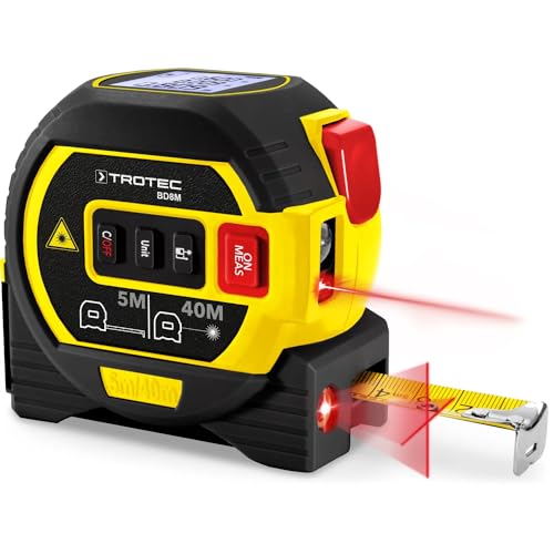TROTEC Distanziometro laser a linee incrociate BD8M, Misura della distanza da 0,05 m a 40 m, metro...