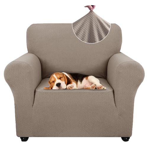 Ystyle Funda Sofa 1 Plaza, Fundas de Sofa Ajustables con Reposabrazos, Gruesa Funda Sofá Anti Gatos Perros y Mascotas, Moderna Cubre Sofa Antimanchas Lavable, Sand