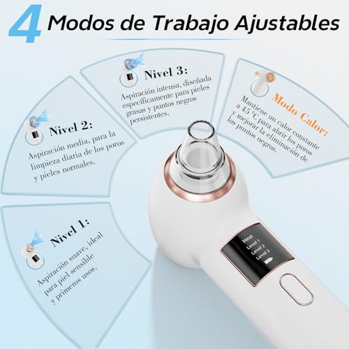 Miniatura 3 de Succionador de puntos negros 5 Boquillas 3 Modos para limpieza facial | Limpieza Facial y Nasal Kit de Espinillas para Eliminar Comedones y Acné Graso,Blackhead remover pore vacuum,Mylzdobs