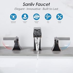 Oilrubbedbronzebathroomfaucet3holesanlivwaterfallbathroomsinkfaucets8inchtwohandlewidespreadvanitylavatoryfaucetbronzewithpopupdrainandsupplylines  Urban Country Home Decor Oil rubbed bronze bathroom faucet 3 hole sanliv waterfall bathroom sink faucets 8 inch two handle widespread vanitylavatory faucet bronze with pop up drain and supply lines  urban country home decor