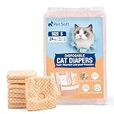Pet Soft Disposable Cat Diapers - Female Dog Diapers for Cats & Dogs in Heat Period or Urine Incontinence, Doggie Diapers Ultra Absorbent Leak-Proof Puppy Diapers 24pcs (Orange, S)