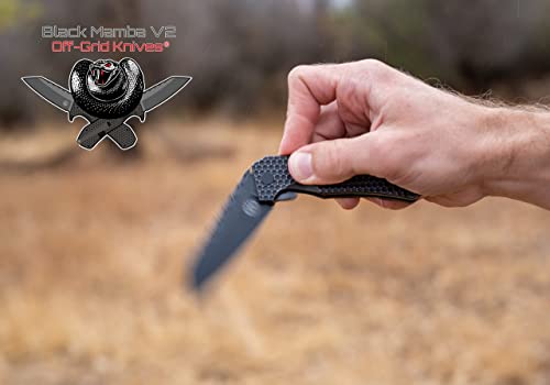 Faca Off-Grid Série Elite – Mamba Preta – Lâmina de aço Super Bohler M390, Balança de titânio 6AL4V,