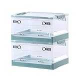 AirZen 【両面開閉 透明収納ボックス 折りたたみ】 一箱多役·大容量 整理ボックス 収納ケース 蓋付き 積み重ね キャスター付き おしゃれ 組立簡単 多機能 折り畳み コンテナ ボックス 衣類 布団 小物 おもちゃ 押し入れ 強い耐荷重 防塵 防カビ 防湿 無臭 車/事務用