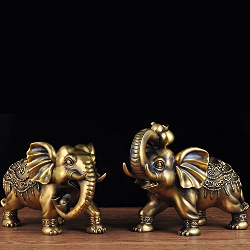 Sculpture Decor All Copper Elephant A Pair of Decorations Hotel Handicrafts Living Room Decorations