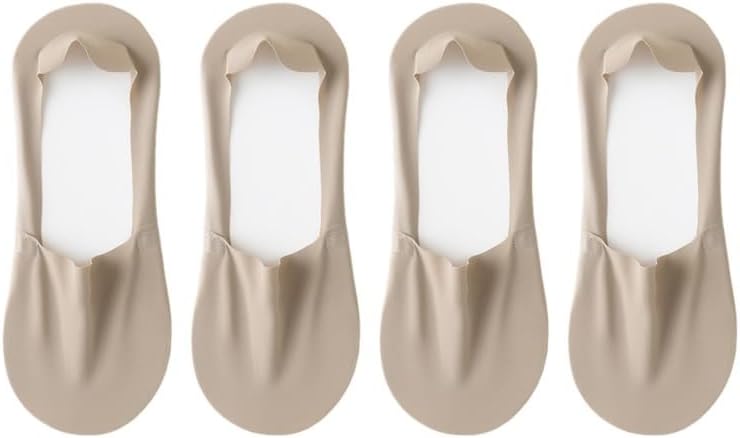 4 Pairs of Summer Thin Solid Color Anti Slip and Invisible Low Cut Ice Silk Boat Socks