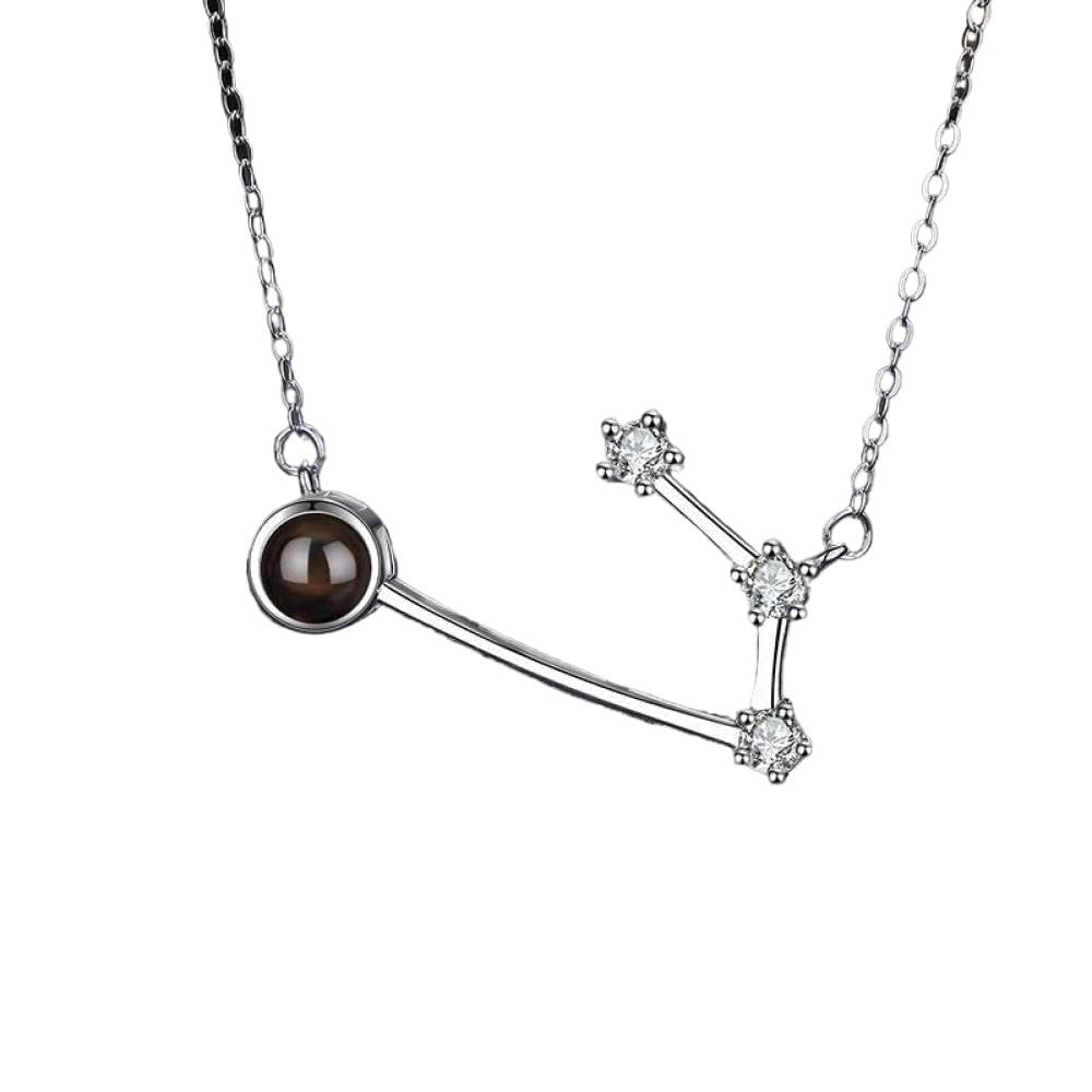 TBDdsd Necklaces, Zodiac Necklace Horoscope For Women, S925 Sterling Silver Projection Constellation Chain Trendy Choker Delicate Gift Jewelry For Her Girls Couples