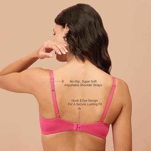 Image of NYKD (NYB013 Ultra Soft Modal Fabric Lightly Padded & Non Wired Tshirt Bra for Women | Seamless Neckline with Comfortable, Soft & Non Slip Shoulder Strap