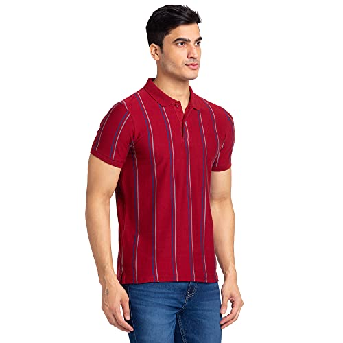 Image of Raymond Men Cotton Striped Regular Fit T-Shirt