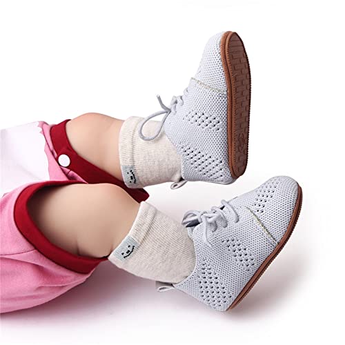 Spring and Summer Children Infant Toddler Shoes Boys and Girls Floor Sports Shoes Non Slip Lace Boys Casual Shoes Size 4 (Grey, 6-12 Months)2