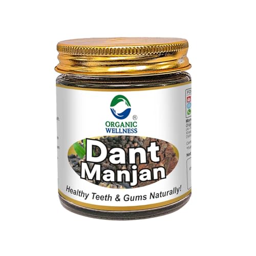 Image of ORGANIC WELLNESS Dant Manjan Tooth Powder 50 Gram Bottle II Bad Breath II Teeth Whitening Ayurbedic Powder (Pack of 1)