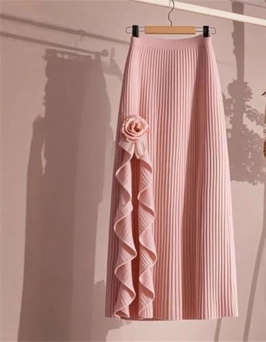 Women Elegant Irregular Pleated A-Line Skirt Elastic High Waist Ruffle Casual Party Flower Skirts2