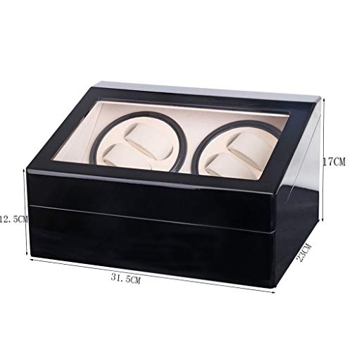 Enrollador de relojes automático 4+6 de madera y cuero negro 3