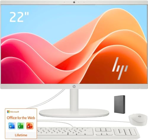 Image of HP 22 inch FHD All-in-One Desktop Computer • 8GB DDR5 RAM • 512GB External and 128GB UFS Storage | The New Version for Everyday Efficency • 13th Gen Intel Quad-Core • Office 365 for the Web