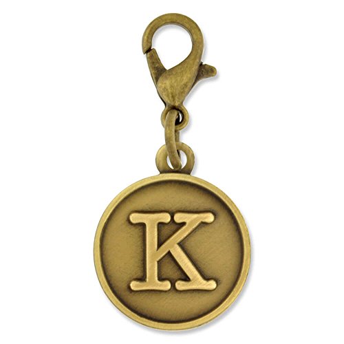 PinMart's Antique Gold Letter K Alphabet Initial Charm
