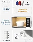 LE TAUCI French Onion Soup Bowls with Handles, 28 oz Large Oven Safe Ceramic Soup Crocks for Chilli, Beef Stew & Pot Pies, Stackable, Dishwasher Safe, Set of 4, White