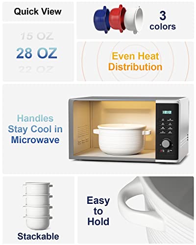 Le Tauci Soup Bowls With Handles, 28 Ounce For Soup, Chili, Beef Stew, Set Of 4, White #TOP1