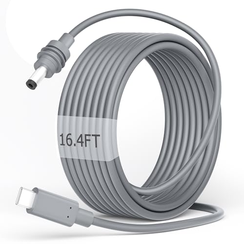 Starlink Mini Power Cable USB C to DC Power Cord for Starlink Mini Cable 16.4FT Waterproof Input 100W Type C to Barrel Cord 5.5 * 2.1mm Compatible with Power Bank 100W+ PD Source Gray 16.4FT/5M
