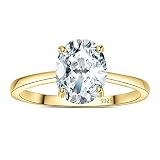 JewelryPalace Classic Oval 2ct Zirconia Promise Ring Ladies, zestaw biżuterii, pierścionek zaręczynowy Ladies Silver 925 z kamieniem dla kobiet, symulowane diamentowe obrączki ślubne pozłacane 48