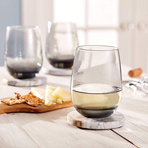 Libbey Classic Smoke 16-Piece Tumbler And Rocks Glass Set & Classic Smoke All-Purpose Stemless Wine Glasses, 15.25-Ounce, Set Of 6 #TOP5
