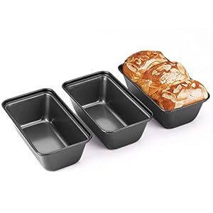 Mini Loaf Pan for Baking Bread, 6 x 3.3 x 2 In Nonstick Small Banana Bread Tins Set of 3, Tiny Carbon Steel Meatloaf Pan – Dark Grey (Gray)