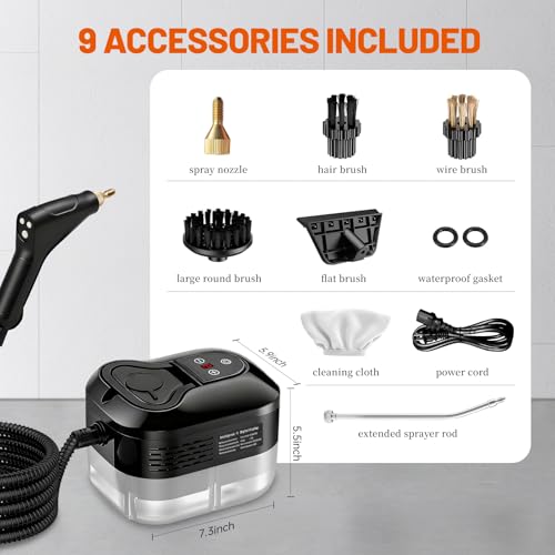 Image of High Pressure Steam Cleaner, 6-Level Adjustable, 15s Heat-Up, 1.2L Large Tank. Portable High Temp Bathroom Power Steamer Cleaning Machine Steam Cleaner For Home Use Kitchen Grease Car Cleaning