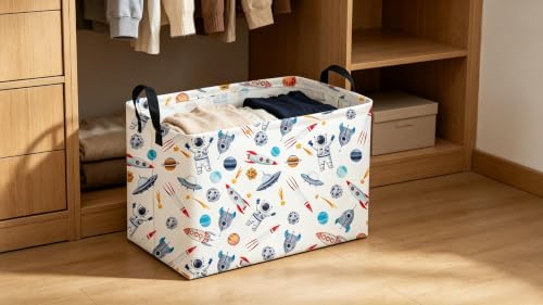 Image of Sanjiaofeng Rectangular Astronaut Basket,Dirty Clothes Basket,Party Baskets,Space Room Decor(Rocket)