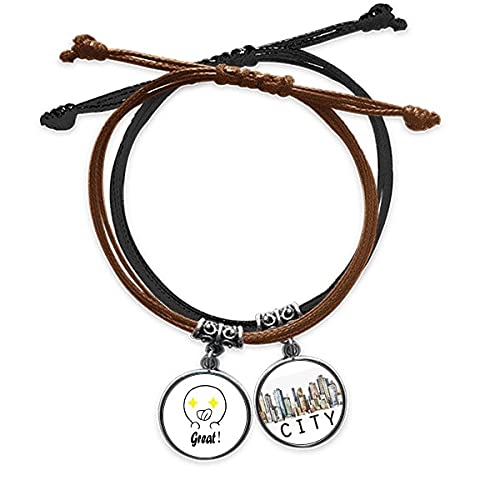 Bracelet cuir sidi noir modèle discussion smiley mignon chaîne main