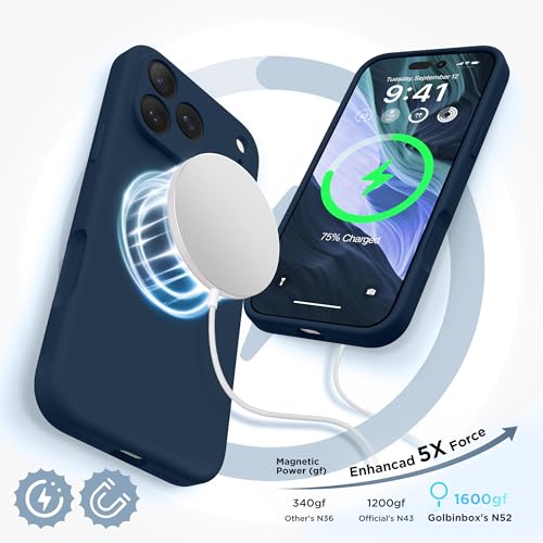 Image of GolbinBox Magnetic for iPhone 17 Pro Max Case, Silicone Cover, Ocean Blue